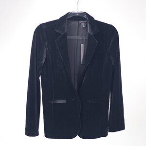 TAHARI | CLASSY SINGLE BUTTON BLACK VELVET BLAZER | LONG SLEEVE SIZE SMALL